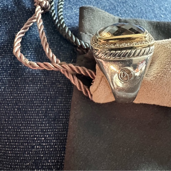 David Yurman Authentic Albion Smoky Qtz., Sterling Silver/18K Gold, Pave Diamond - Picture 6 of 11